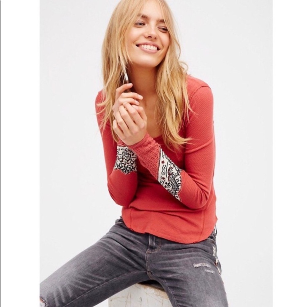 Free People bandana cuff thermal top